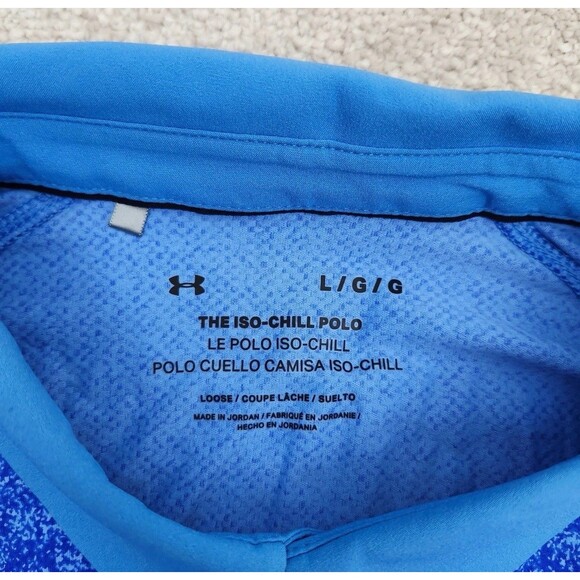 Under Armour The Iso-Chill Polo Golf Shirt Athletics Heather Blue Men L NWT - Picture 3 of 9